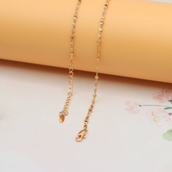 "Dainty Rose Gold Beaded Chain Necklace with Delicate Link Design , XPNL0165 - Picture 11 of 12